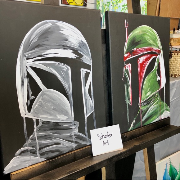 Drippy Mandalorian and Boba Fett Painting - 2 piece SET - Wall Decor - Picture 3 of 3